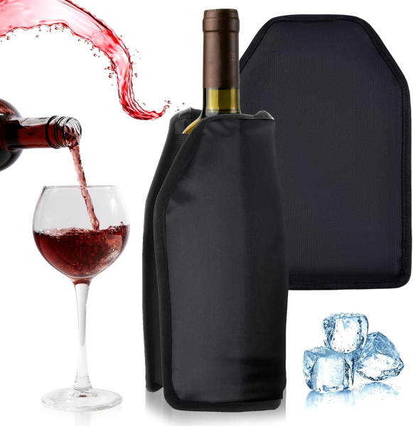 Premium Weinkühler Manschette Schwarz – Wiederverwendbar & Flexibel – Weinkühler für Standardflaschen – Kühlmanschette für Wein, Sekt & Champagner – Ideal für Partys, Picknick, Reisen